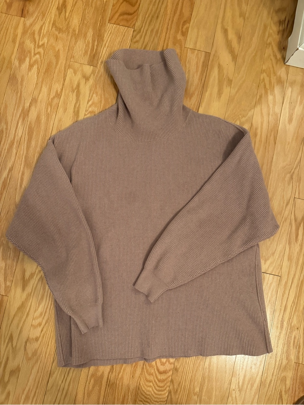 Free People Ribbed Turtleneck Sweater in Taupe